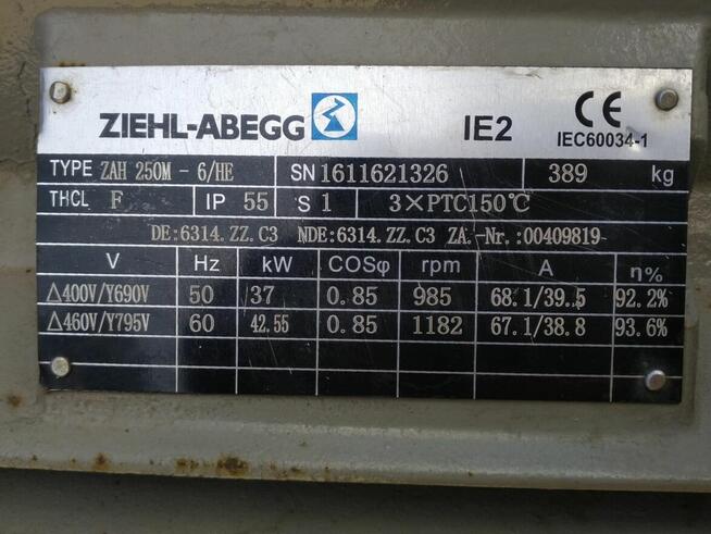 Nowy wentylator - silnik 37kw Siehl Abegg - wyciąg