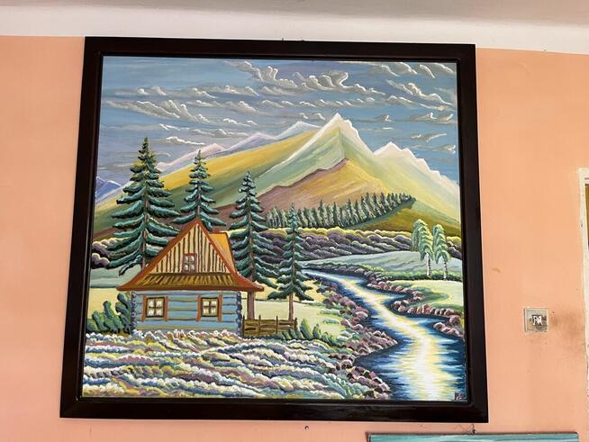 Obraz olejny z ramą drewnianą