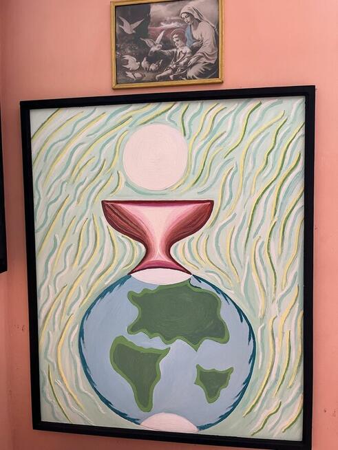 Obraz olejny z ramą drewnianą