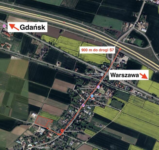 Działki budowlane 20 minut od Gdańska Dojazd S7 od 1222 m2