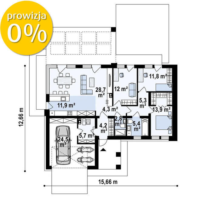 Nowoczesny dom parterowy w otoczeniu lasu