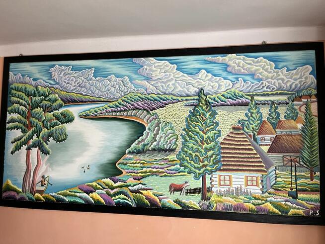 Obraz olejny z ramą drewnianą