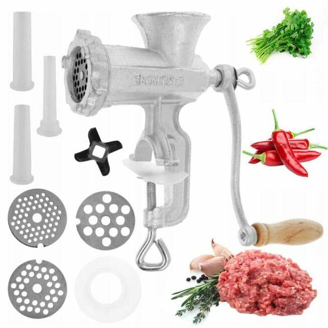 Ręczna maszynka do mielenia mięsa 10 nadziewarka żeliwna