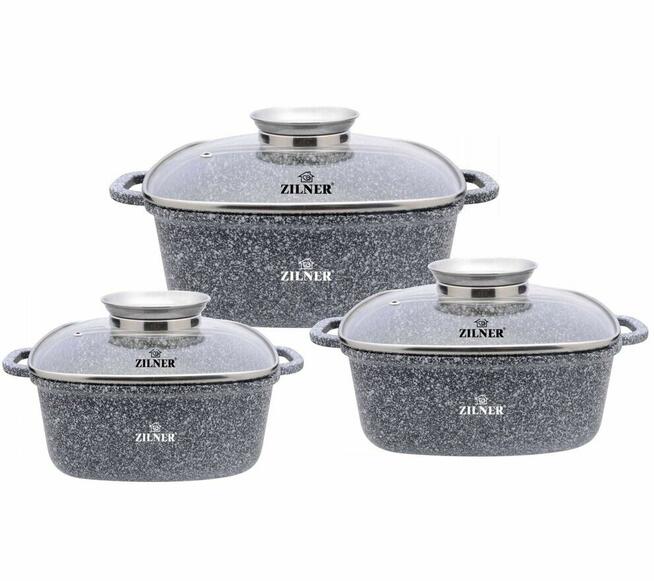 Zestaw 3 brytfann garnków 2,8 / 4,4 / 6.5L ZILNER Grey ZL-7077