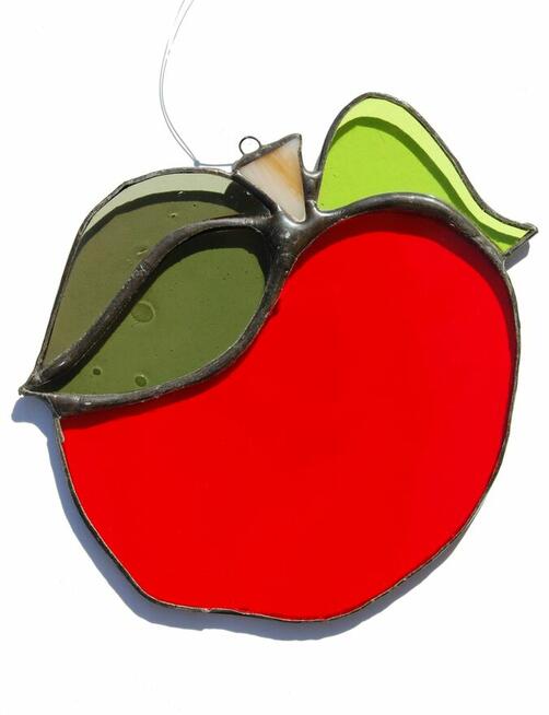 Jabłko, witraż Tiffany, szklana zawieszka do okna