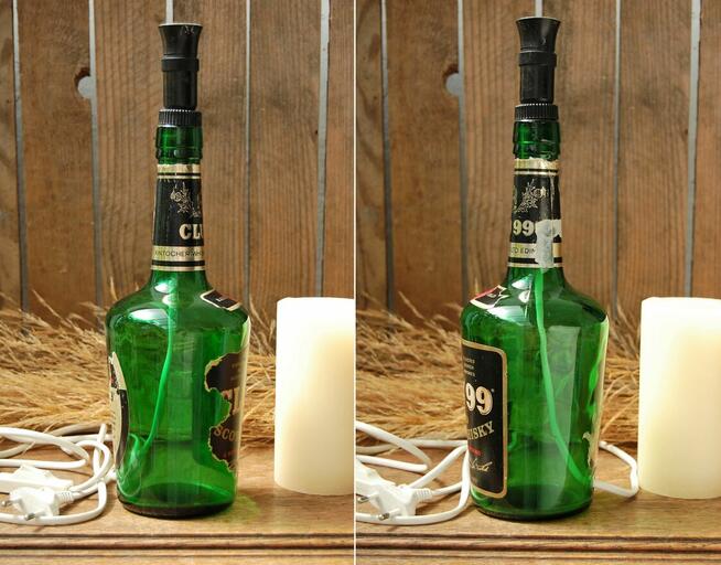 Lampa z butelki Whisky Club 99, stojąca, vintage