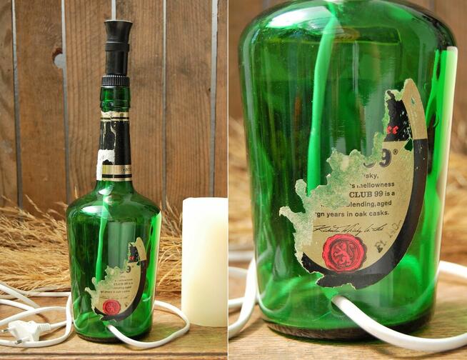 Lampa z butelki Whisky Club 99, stojąca, vintage