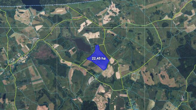 Działka z Warunkami Zabudowy 22,45 ha – Żabin, gm. Banie Mazurskie