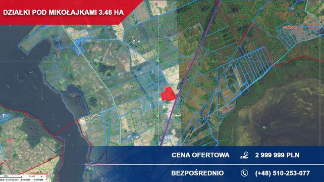 Kompleks działek budowlanych 3,48 ha, Tałty, gm. Mikołajki