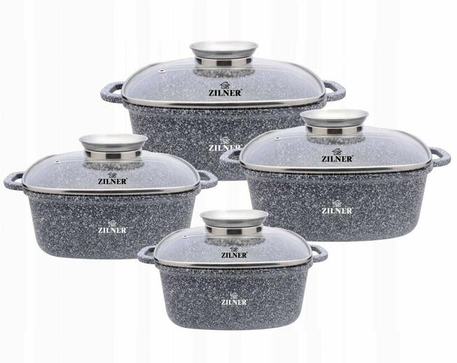 Zestaw garnków Zilner garnki aluminiowe 8 el. ZL-8534