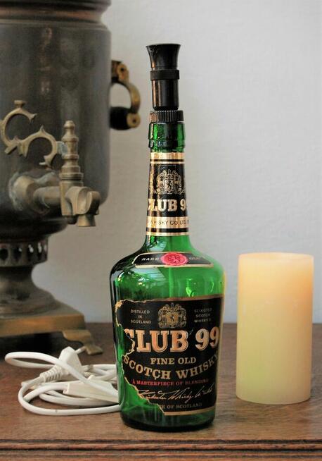 Lampa z butelki Whisky Club 99, stojąca, vintage
