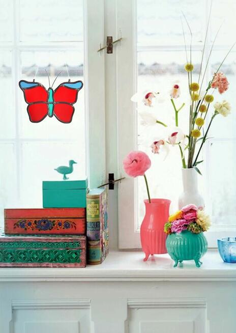Motyl witraż Tiffany, zawieszka do okna