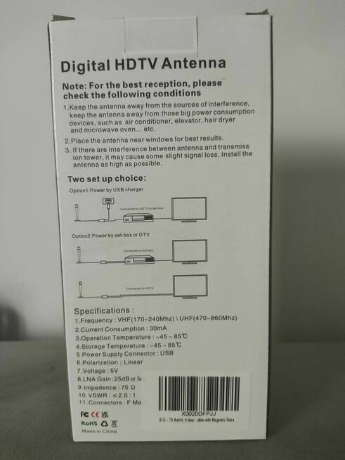 Cyfrowa antena telewizyjna wewnętrzna zewnętrzna Telewizora