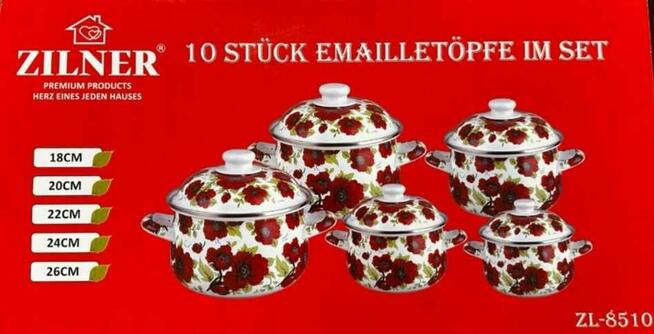 Komplet garnków emaliowanych 18/20/22/24/26cm Zliner ZL8510