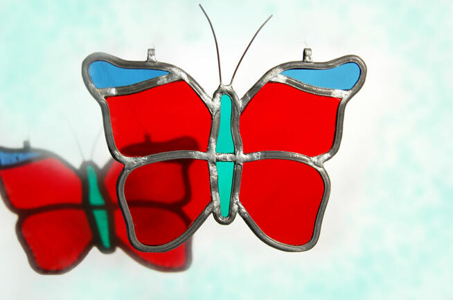 Motyl witraż Tiffany, zawieszka do okna