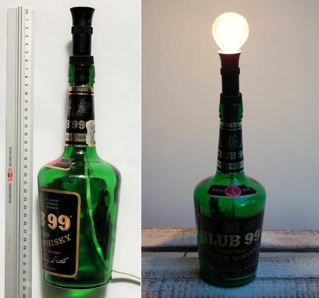 Lampa z butelki Whisky Club 99, stojąca, vintage