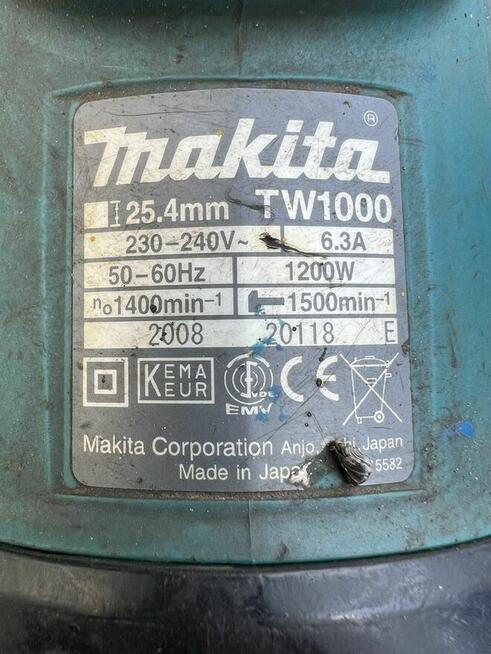 Klucz udarowy Makita TW1000 nasadki, moc 1200W