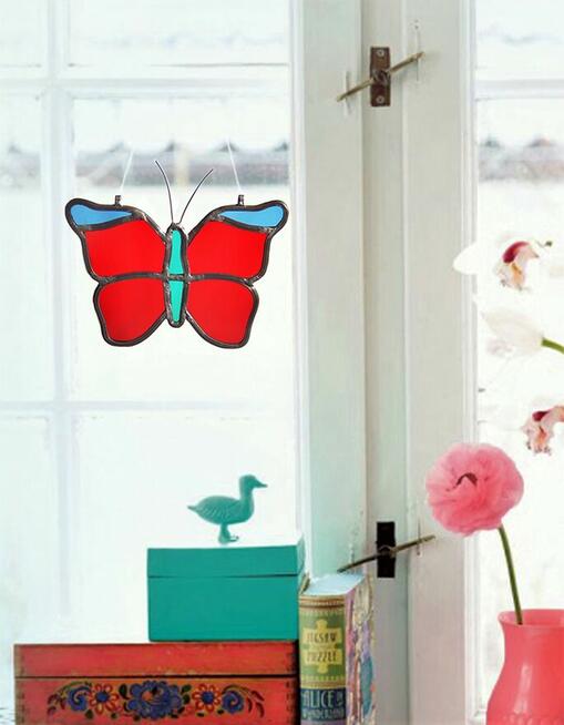 Motyl witraż Tiffany, zawieszka do okna