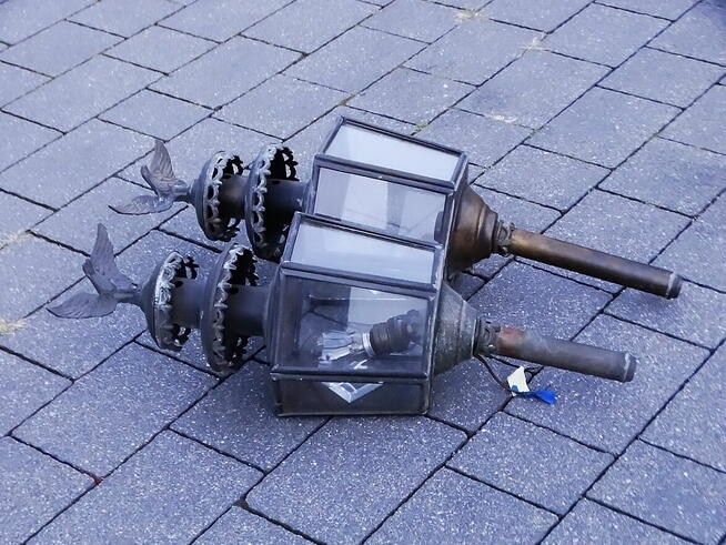 Mosiężne lampy powozowe z orłem x 2 szt.