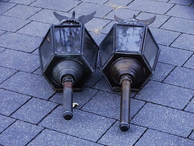 Mosiężne lampy powozowe z orłem x 2 szt.