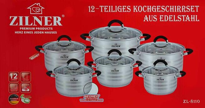 Zestaw garnków stalowych 12 ele. ZILNER ZL-8110