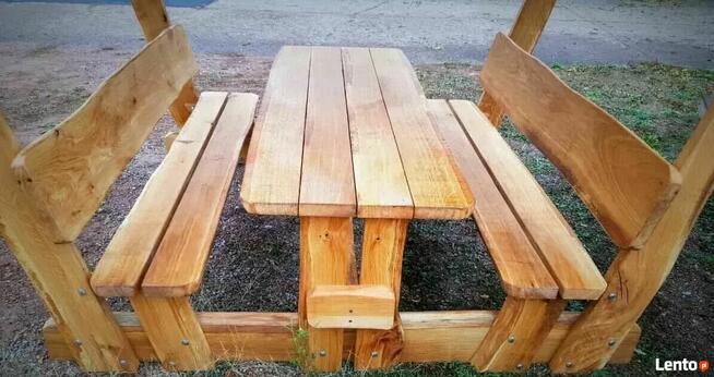 Zestaw rustykalny dąb (zadaszenie, ławy, stół) Niemiecki