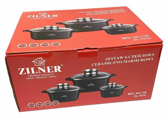 Zestaw 3 brytfann garnków 2,5 / 4,5 / 6.5L ZILNER ZL-7019