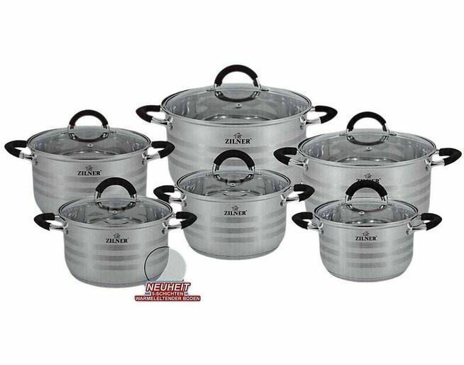 Zestaw garnków stalowych 12 ele. ZILNER ZL-8110