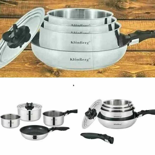 Garnki nierdzewne z odpinaną rączką Klonberg EB-3140