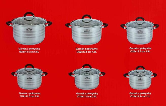 Zestaw garnków stalowych 12 ele. ZILNER ZL-8110