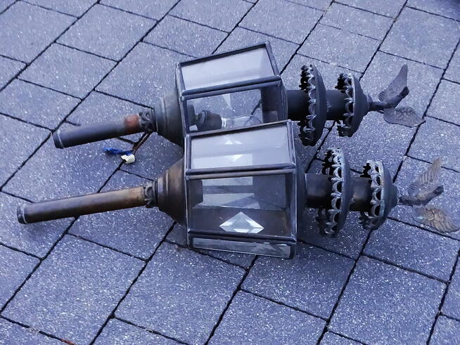 Mosiężne lampy powozowe z orłem x 2 szt.