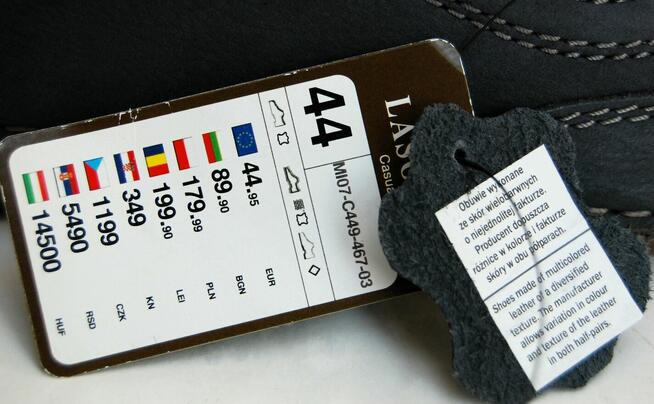 Nowe półbuty męskie Lasocki r.44, skórzane mokasyny, granat