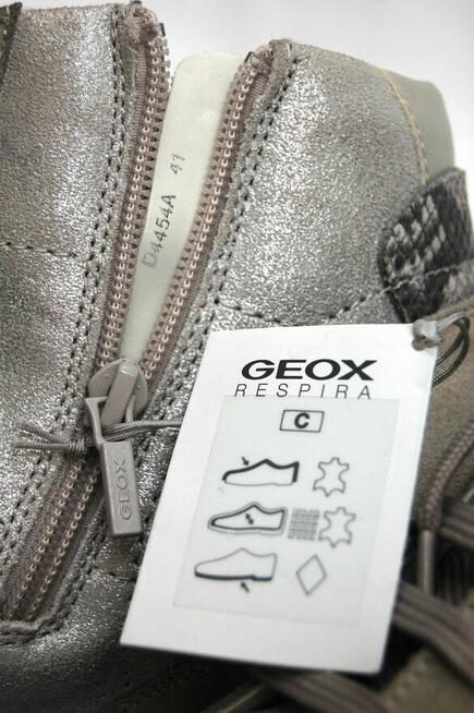 Nowe sneakersy damskie Geox D Illusion 41 zamsz skóra srebrn