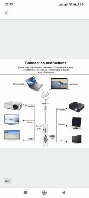 Adapter USB Type C do VGA DVI HDMI USB 3.0 przejściówka
