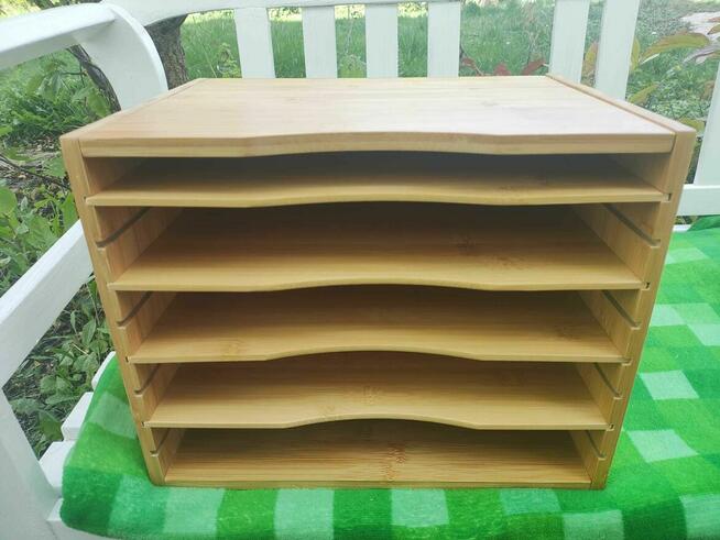 Organizer pojemnik na dokumenty bambusowy drewniany Szafka