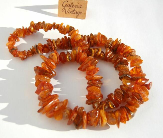 Naszyjnik korale z bursztynu bursztyn bałtycki surowy