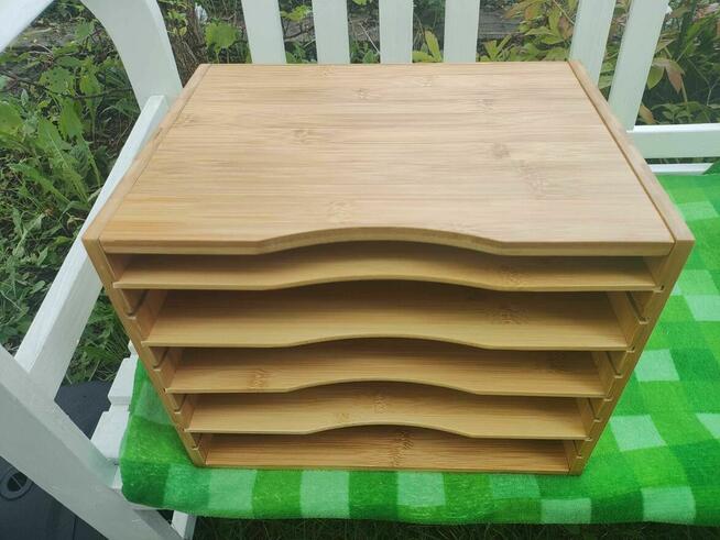 Organizer pojemnik na dokumenty bambusowy drewniany Szafka