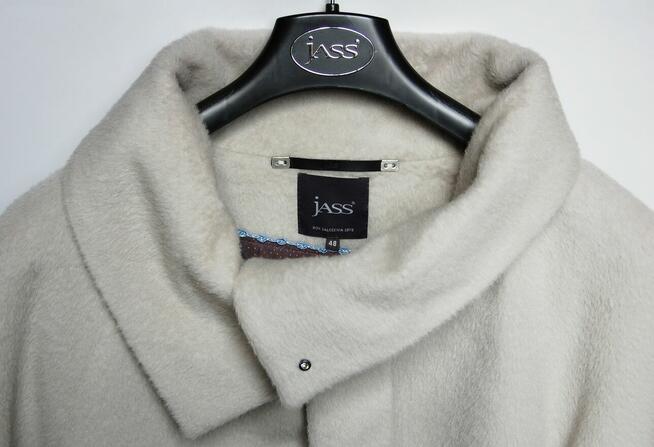 JASS płaszcz 625 jasny lodowy 48 suri alpaka wełna