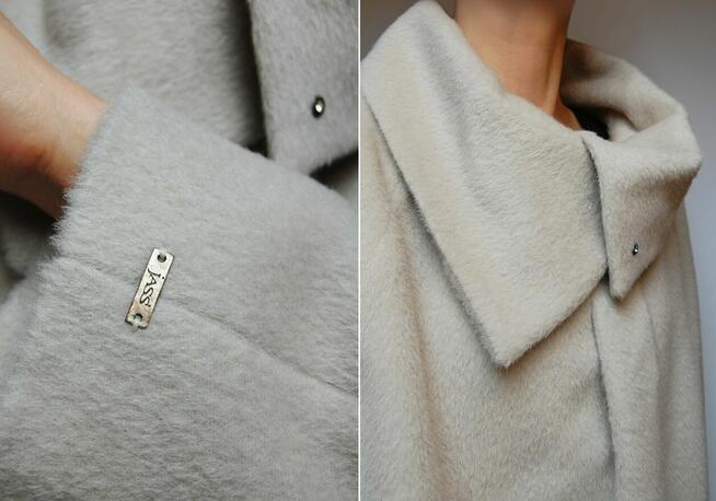 JASS płaszcz 625 jasny lodowy 48 suri alpaka wełna