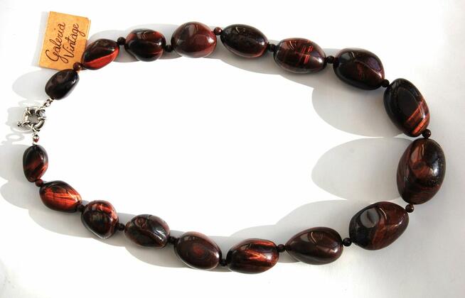 Bawole oko naszyjnik, korale z kamienia, kamienie naturalne