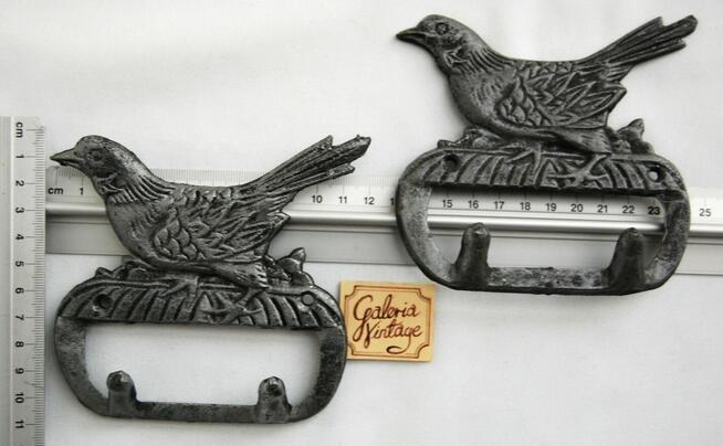 Wieszak żeliwny rustykalny, wiejski styl, ptak, kogut, koń