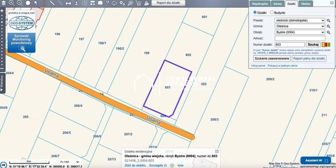 Działki budowlane w urokliwym Bystrem (Oleśnica)