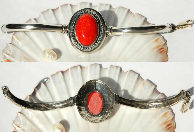 Wisior, bransoletka, kolczyki, nowy komplet, koral czerwony