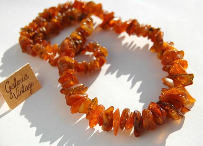 Naszyjnik korale z bursztynu bursztyn bałtycki surowy