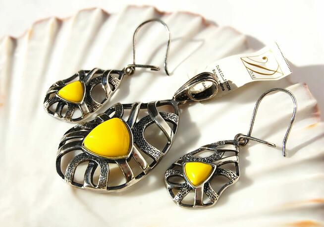 Komplet kolczyki i wisior, Duke Collection, srebro 925