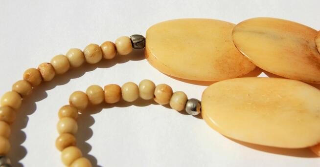 Stary naszyjnik z kości, kość bawołu, vintage