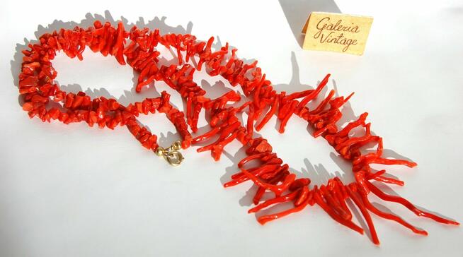 Koral naturalny, szlachetny, gałązki, stary naszyjnik korale