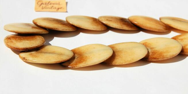 Stary naszyjnik z kości, kość bawołu, vintage