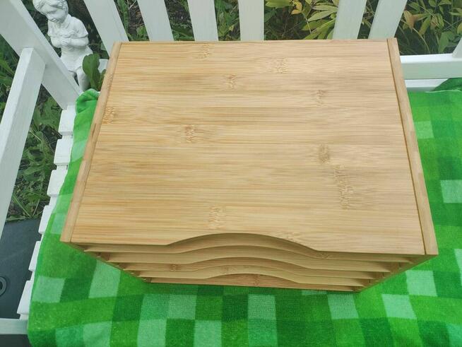 Organizer pojemnik na dokumenty bambusowy drewniany Szafka