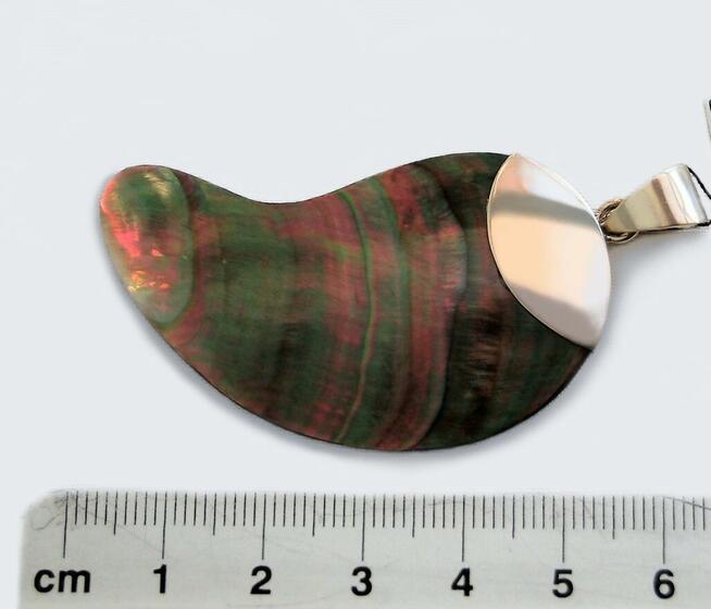 Wisior kieł, masa perłowa, srebro pr. 925, etno, boho